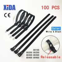 releasable nylon cable ties may loose slipknot tie reusable packaging plastic zip tie wrap strap 8150200250300350400450