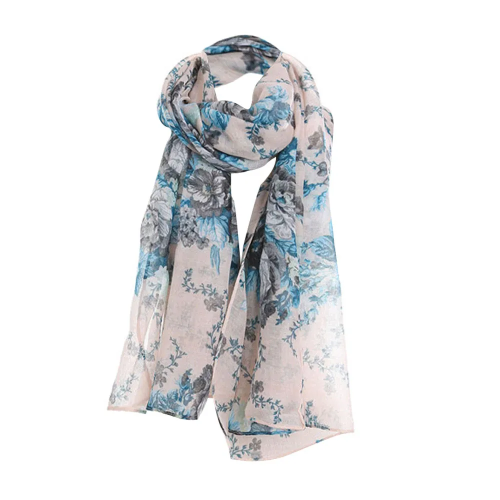 2019 теплый зимний женский кружевной длинный шарф с цветочным принтом теплая шаль