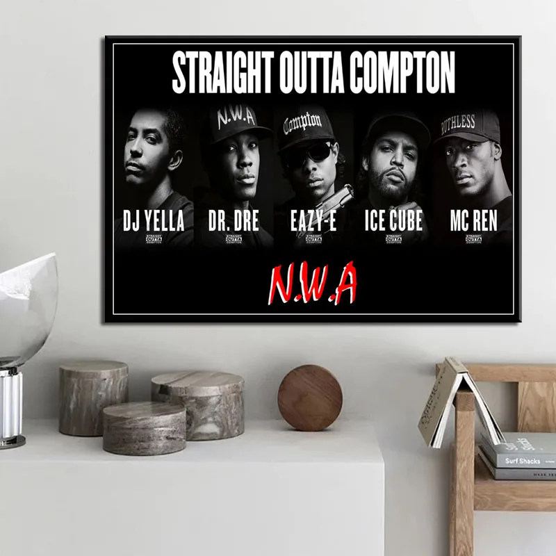 N. W. A хип-хоп для музыкальных выступлений, для чтения рэпа звезда ледяной куб Dr. Dre Eazy-E Старая школа искусства живопись Шелковый Холст плакат настенный домашний декор