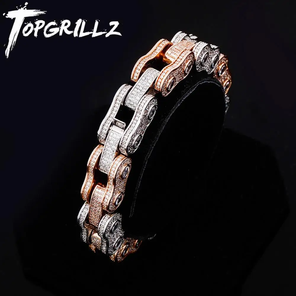 TOPGRILLZ 15 мм хип хоп велосипедный мотоциклетный браслет с цепочкой полностью