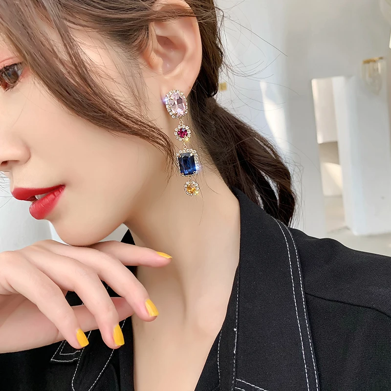 Классические женские длинные серьги с кисточками в виде капли