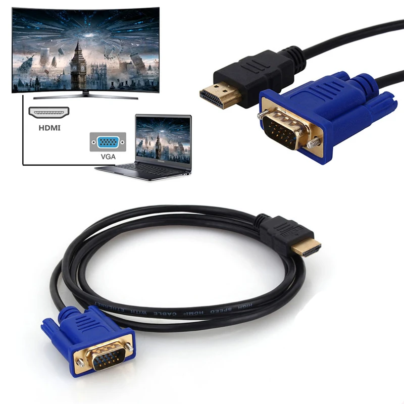 Tonbux 1 8 м HDMI кабель папа-VGA HD-15 папа 15Pin адаптер конвертер 5FT 1080P HD сплиттер