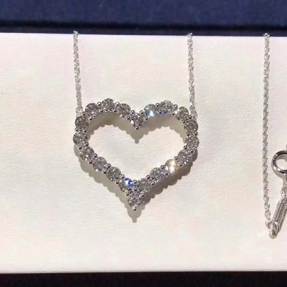 

Classic Charm Zircon Love Heart Pendant Necklace S925 Original Brand High Quality Jewelry Logo Women Fashion Holiday Gift