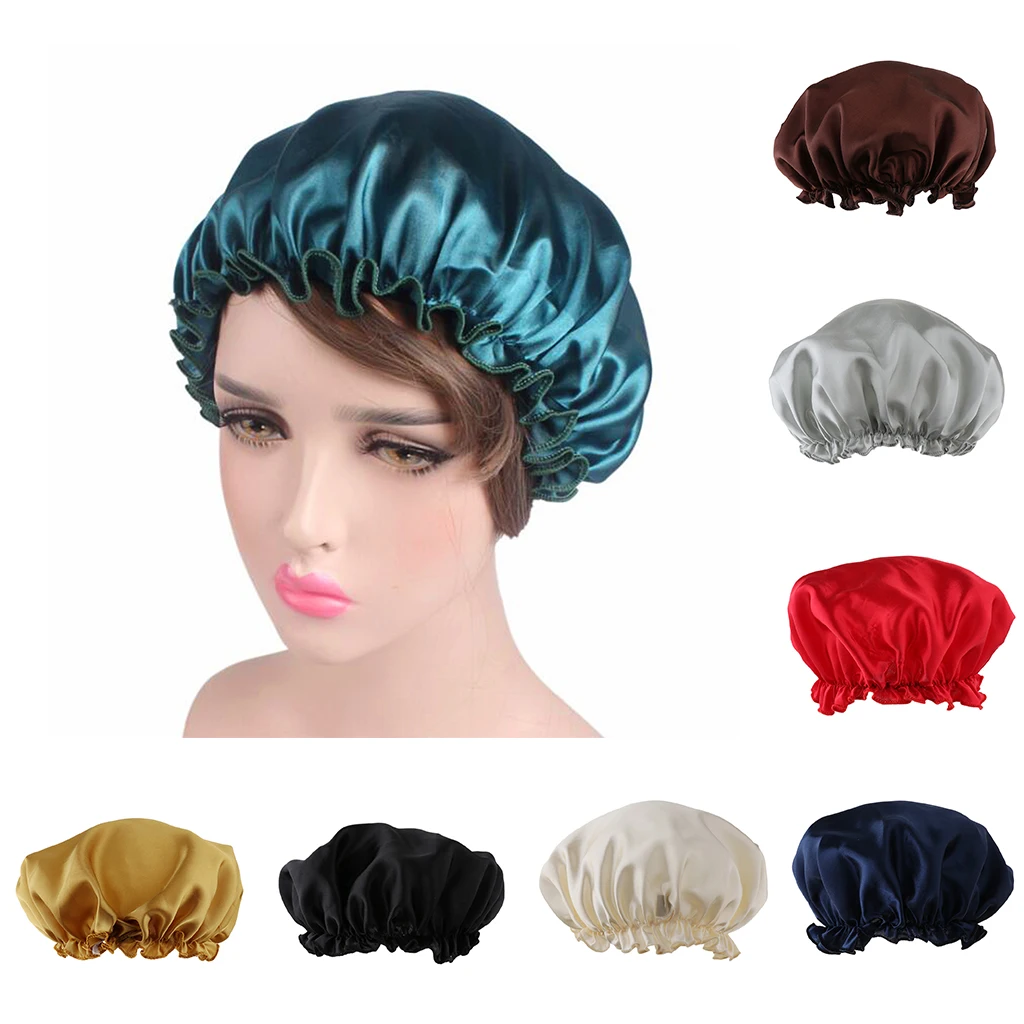 

Women's Satin Hair Bonnet Elastic Sleep Cap Hair Care Headwrap Shower Cap