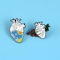 anatomy heart enamel pins van gogh starry night rose medical brooch heart pins for doctors and nurses lapel pin bags badge gifts