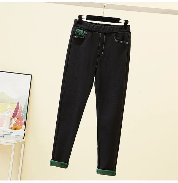 

Autumn/Winter Women Leggings Plus Size 2021 Fashion Patch Casual Thick Lining Mirco Velvet Warm Stretch Leggings