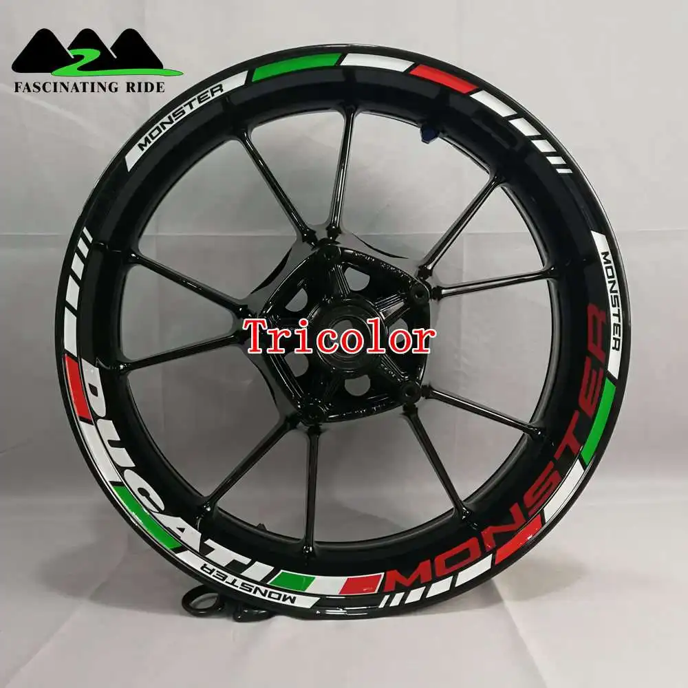 Tricolor Применимый для поездок на мотоцикле Ducati 796/696/795/821/848/899/899/1200/1199/1299 Monster в байкерском стиле из водонепроницаемого материала светоотражающего стикера - Цвет: Tricolor
