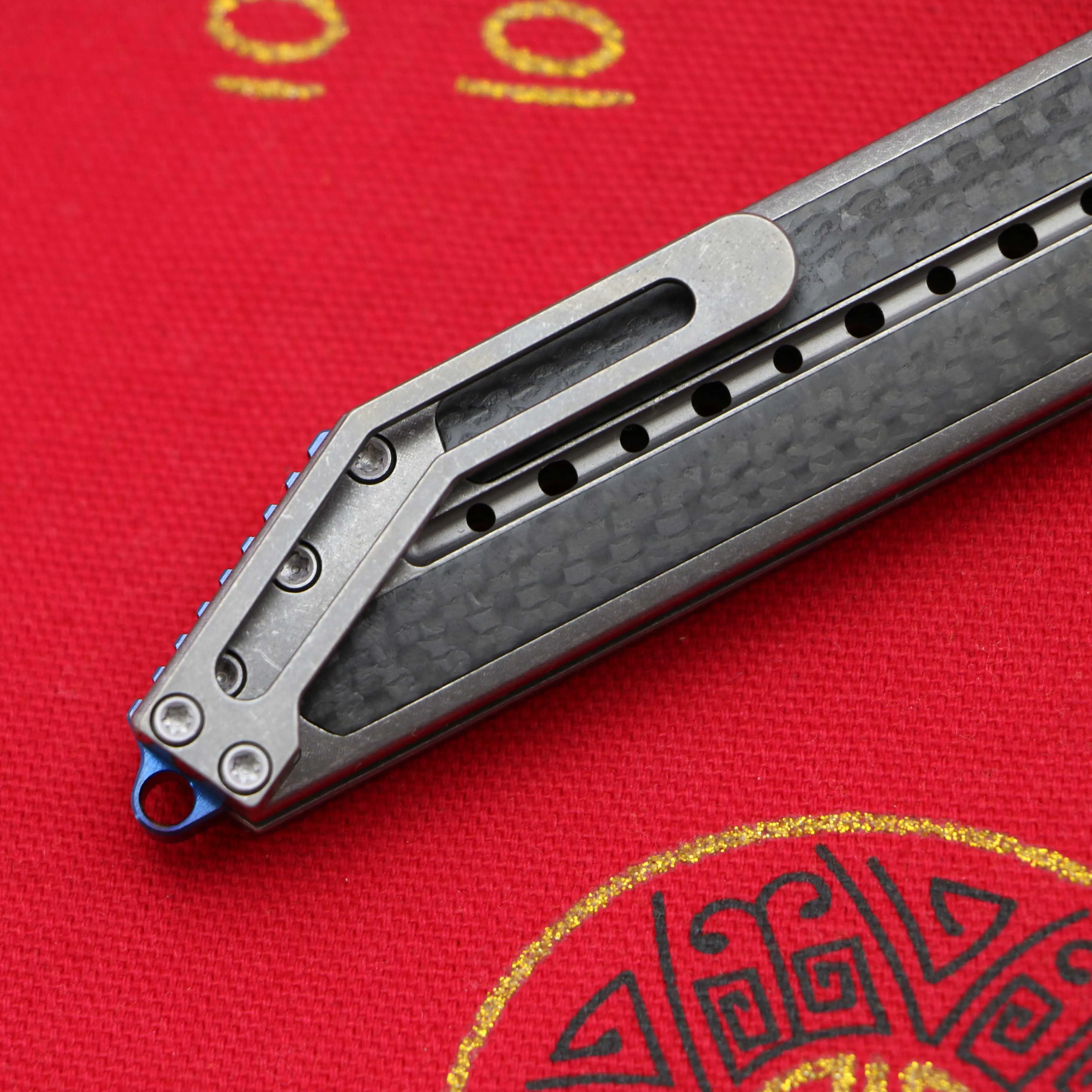 Складной нож LOVOCOO S35VN blade CF + титановая ручка Карманный Походный для выживания