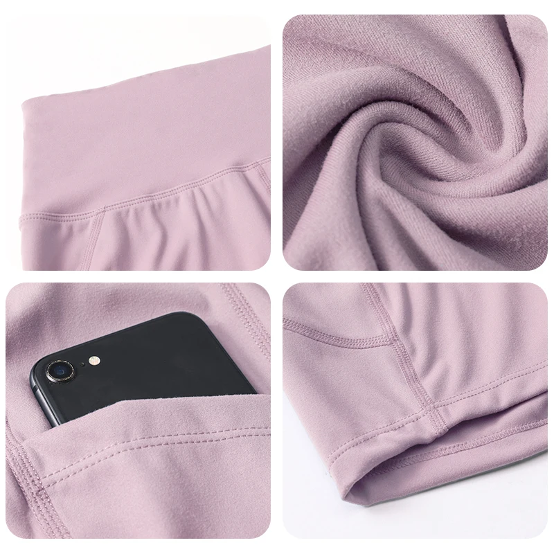 

Women Gym Shorts High Waist Seamless Yoga Shorts with Pocket Cycling Sports Leggings Running Workout Fitness Short Pant