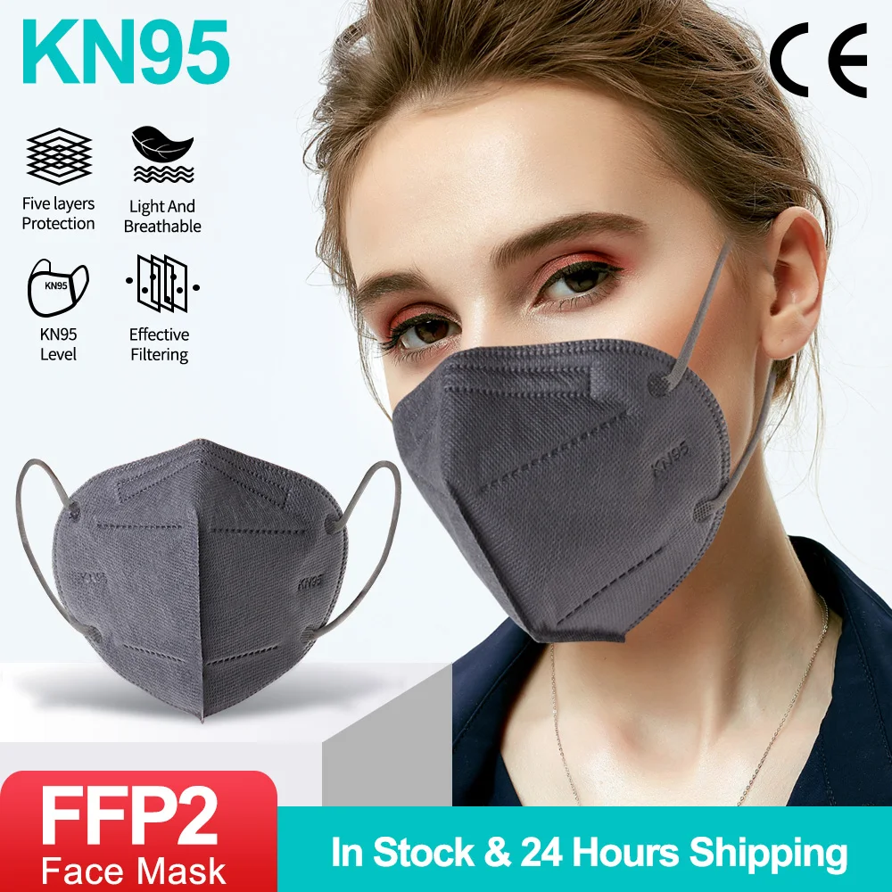 

5 Layers HOT Reuseable Grey FFP2 Masks KN95 Mascarillas Adults Filter Fabric Face Mouth Mask FPP2 CE ffp2mask Respirator Masque
