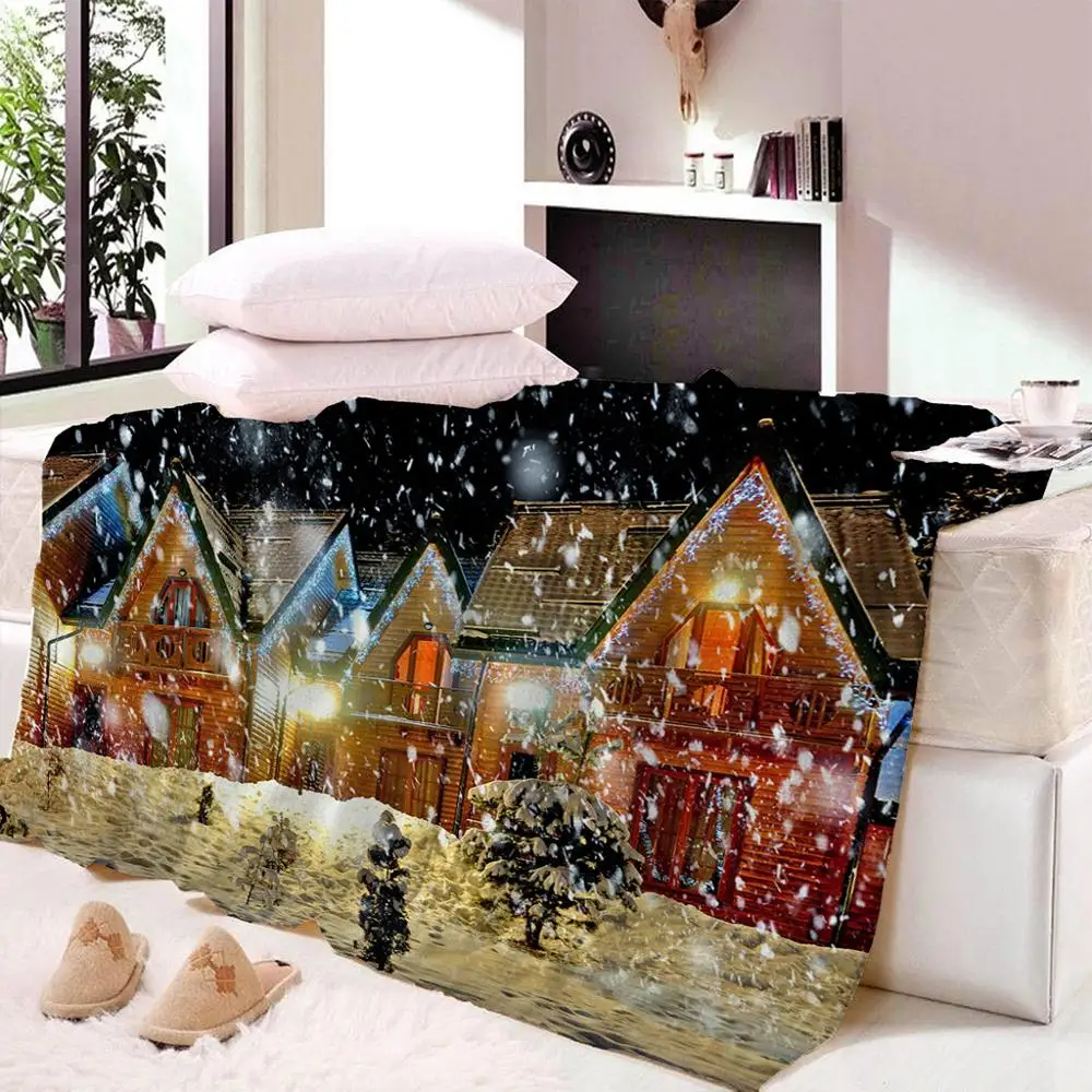 Рождественское тонкое 3D одеяло на кровать диван супермягкое покрывало
