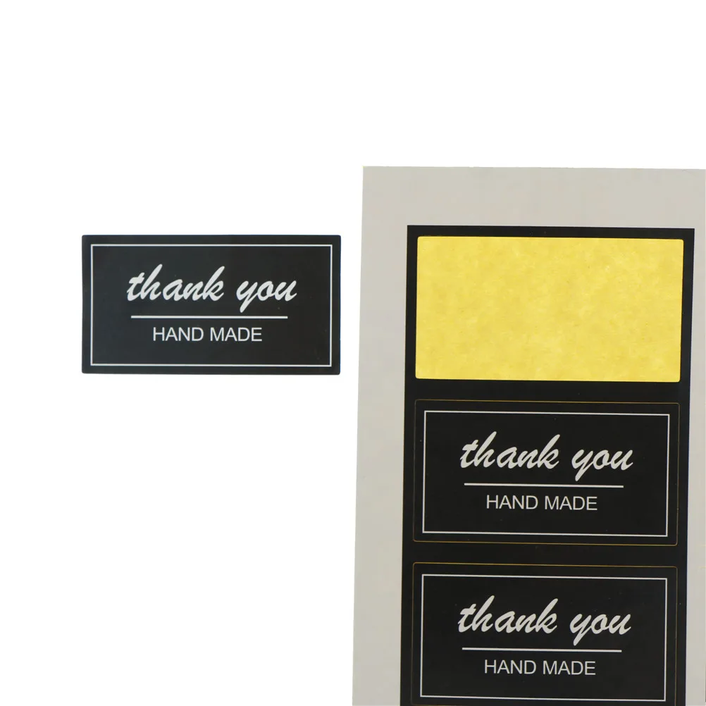 

80pcs/set Handmade Thank You Label Stickers Black White Label Sticker Diy Hand Made For Gift Cake Sealing Hang Tag