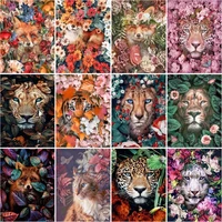 gatyztory diy painting by numbers kits 60x75cm frame acrylic paint by numbers for adults leopard animal modern wall home decor