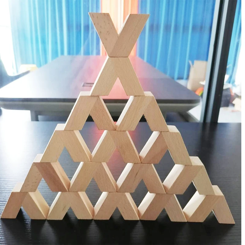 New Montessori Wooden Stacking Puzzle V-Shaped Building Balance Blocks Learning Educational Toy Jenga Games For Kids Gift | Игрушки и