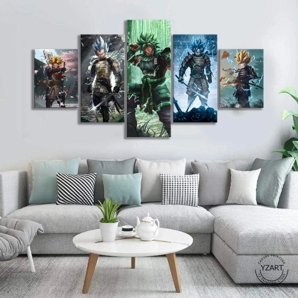 

5 Piece Wall Art Canvas Painting Print Anime Manga Samurai Figure Posters Modular Home Decor Modern Bedroom Decoration Pictures