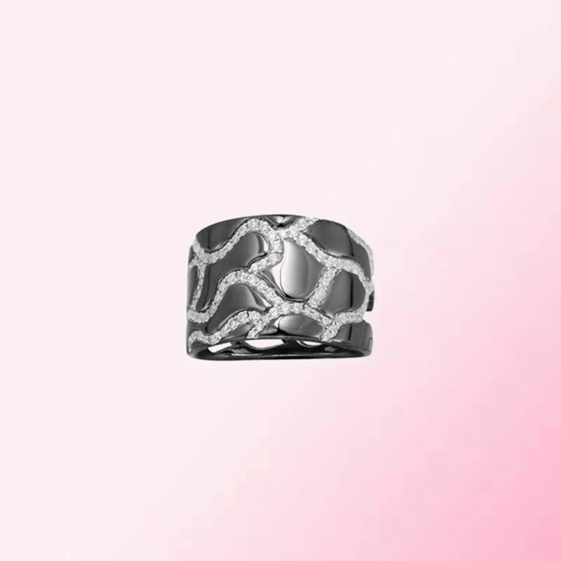 

1:1 Made 925 Sterling Silver Customized Black Stripe Cold Style Exquisite Personality Ring