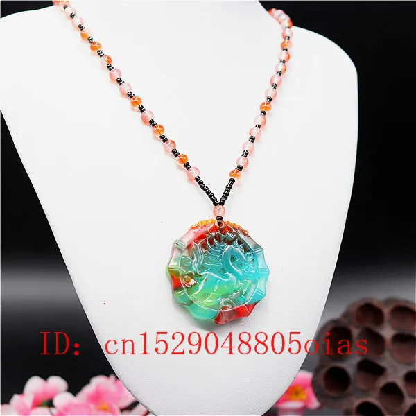 Натуральный Цвет Китайский нефритовый кулон с лошадкой модные бусы ожерелье