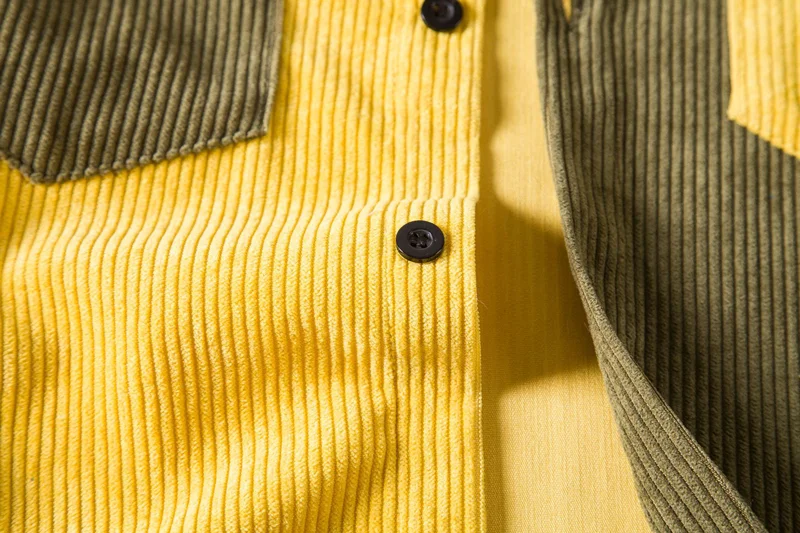 Double Pocket Corduroy Patchwork Shirt Men 2021 Autumn New Casual Warm Jacktes Shirts Mens Long Sleeve Western Style Shirt Male