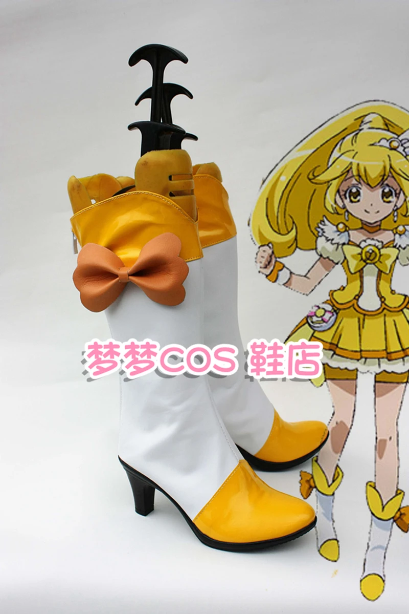 

Smile Pretty Cure Kise Yayoi Cure Peace Yellow Cosplay Boots Shoes Custom Made for Unisex Halloween Party