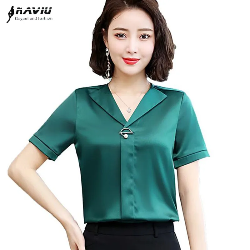 Модная одежда рубашка с V-образным вырезом женская летняя темпераментная