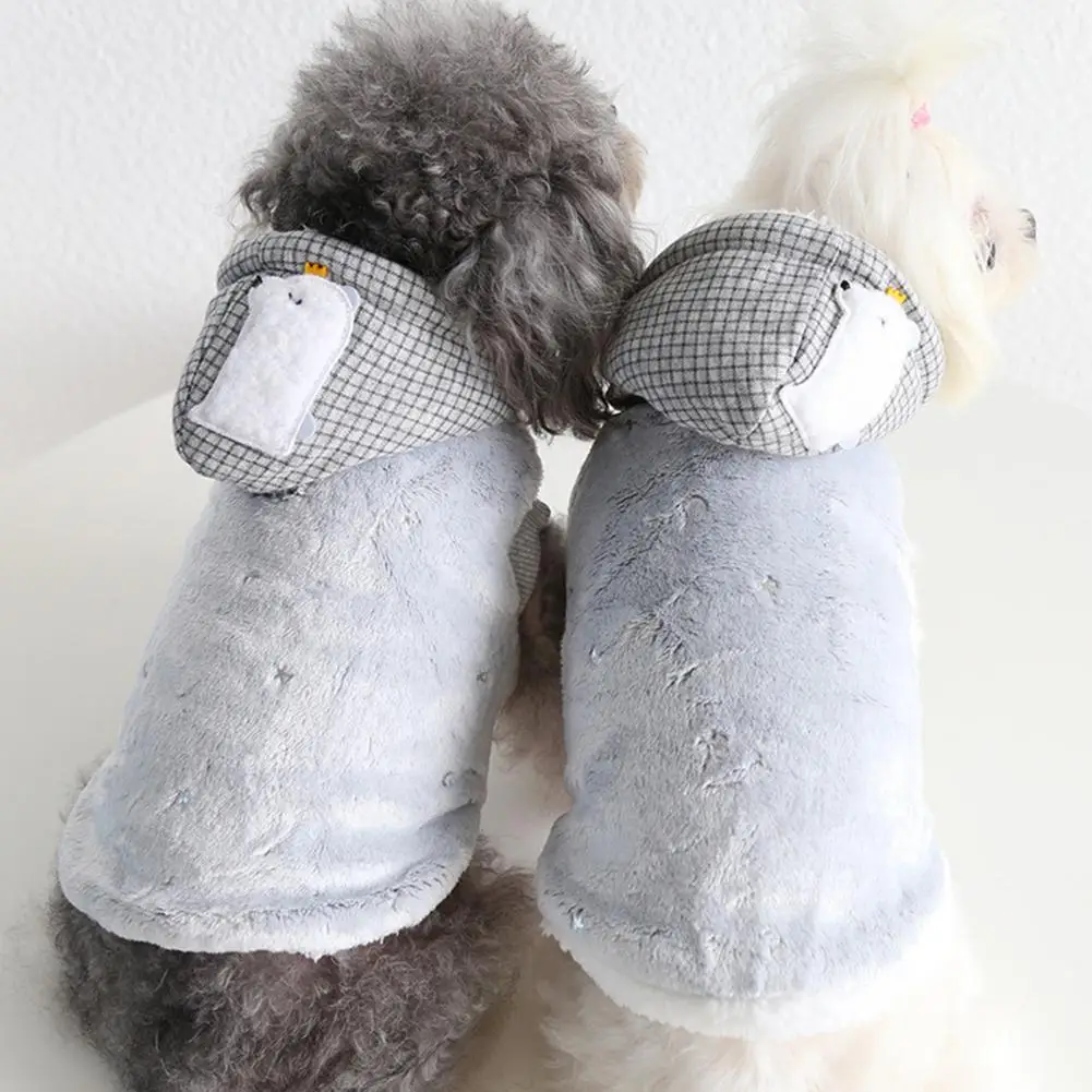 

Adorable Great Dog Jacket Hooded Puppy Coat Grey Color Pet Costume Skin-friendly for Travel