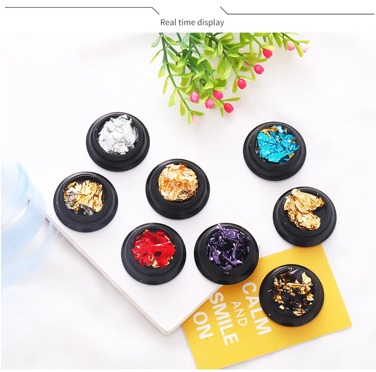 Фольга для дизайна ногтей 8 различных цветов золотой и серебряный металлик