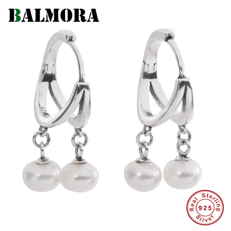 

BALMORA 100% 925 серебряное ожерелье с жемчужные серьги для женщин, для девочек, в винтажном стиле; Простые капли серьги подвес, на каждый день, ювел...