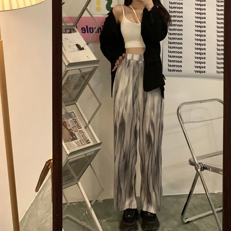 

Женские брюки с высокой талией Harajuku, винтажные широкие брюки в стиле бойфренда, уличная одежда для подростков, мягкие эластичные повседневн...