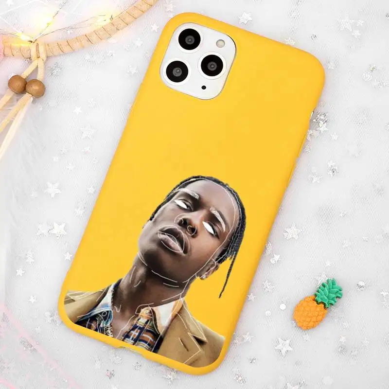 

Asap Rocky Rapper star Phone Case Candy Color Yellow for iPhone 11 12 pro XS MAX 8 7 6 6S Plus X 5S SE 2020 XR