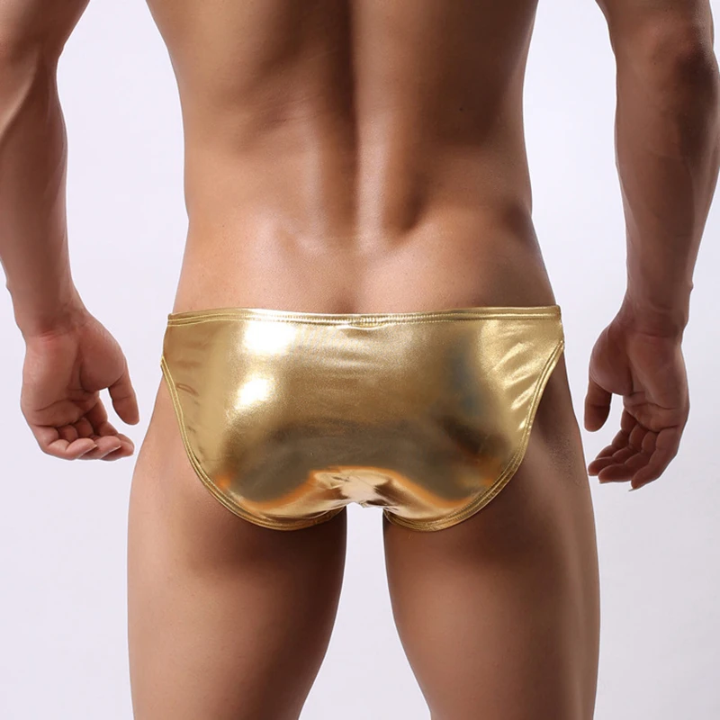 

2021 Fashion Hot Style Local Tyrant Gold Underwear Men's Underwear Imitation Leather Sexy Low-rise Underwear Domineering Leather