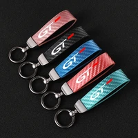 new fashion car carbon fiber leather rope keychain key ring for peugeot 3008 gt 308 4008 5008 508 accessories