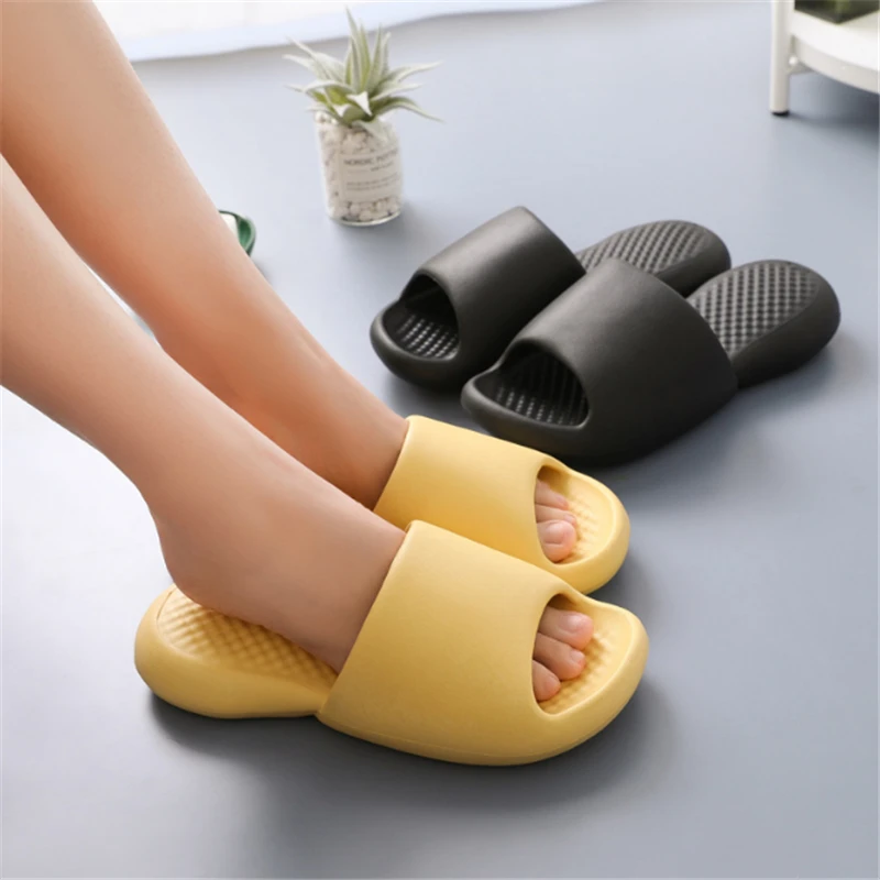 JIANBUDAN Home Slippers EVA Thick sole Women's Indoor Slippers Non-slip Bathroom shoes Summer Outdoor Slides Unisex shoes