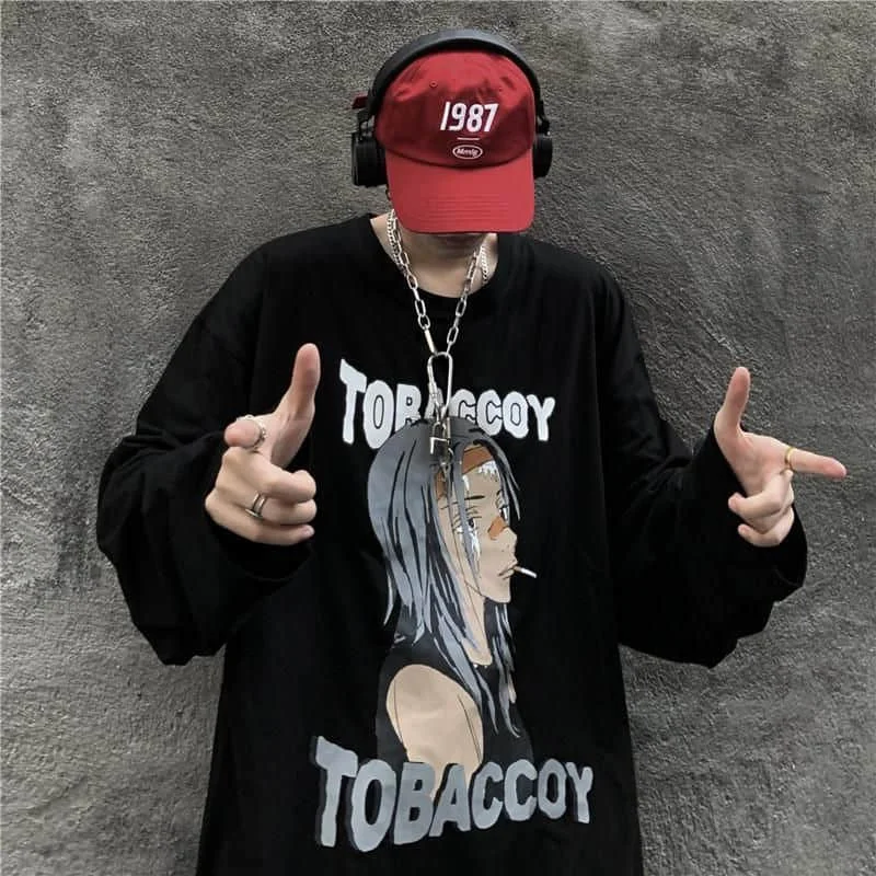 

T-shirt Men's And Women's Long Sleeve Trendy Autumn Trendy Personalized Original Suzerain Cartoon Pattern Printing Loose Casual
