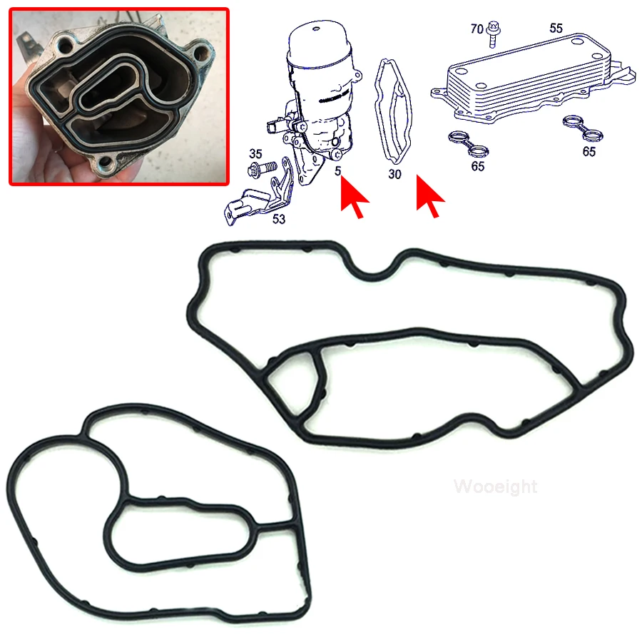 

Масляный фильтр из черной резины Wooeight, 2 шт., прокладка корпуса, подходит для Mercedes Benz ML320 ML350 R320 Dodge Sprinter 6421840080 6421801410