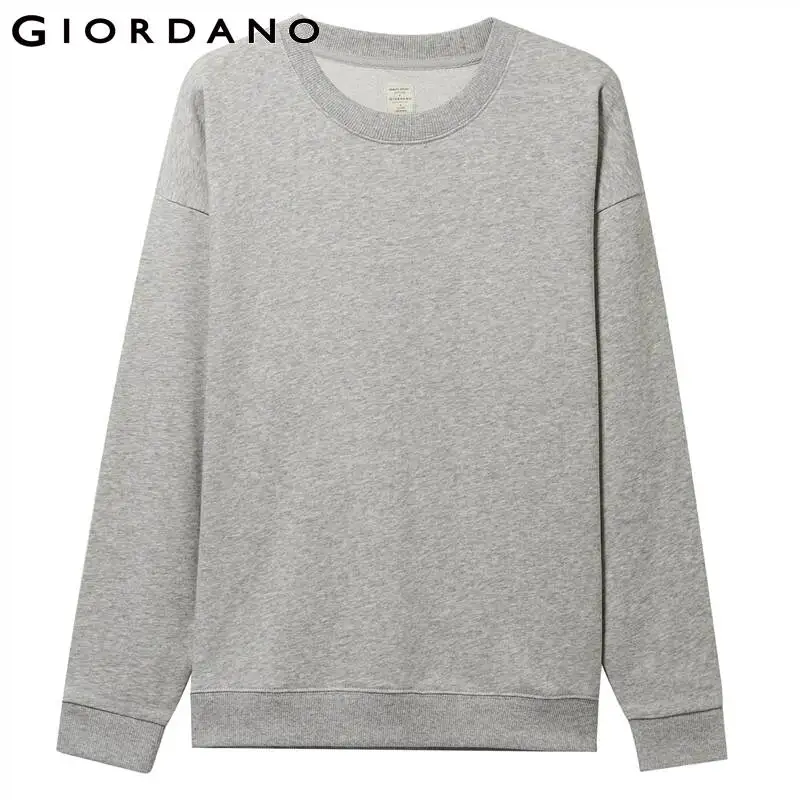 Giordano/Женская толстовка однотонного цвета с круглым вырезом, свободная, расслабляющая, Sudadera Mujer, длинный рукав, Moletom Feminino 05329798