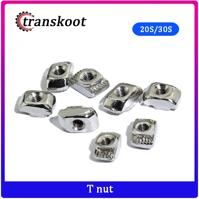 

1000PCS 500PCS M3 M4 M5 Nickel Plated T nut Hammer Head Fasten Nut for Aluminum Extrusion Profile 2020 3030 series Slot 6mm 8mm