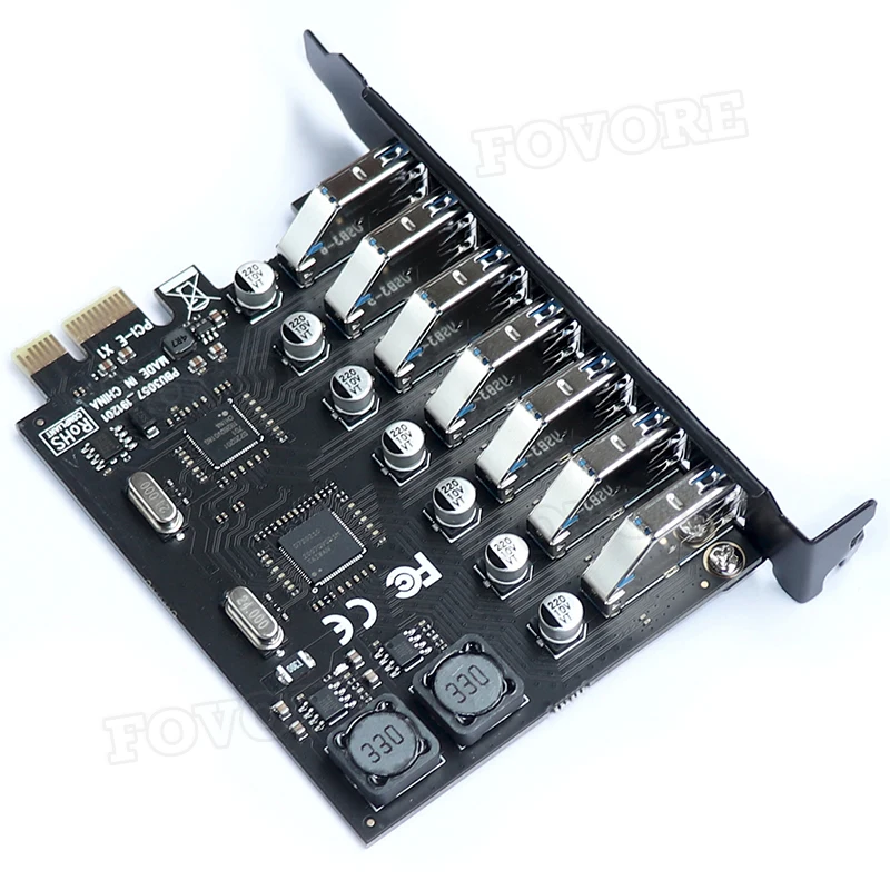 USB PCIe адаптер 7 портов 3 концентратор PCI e express USB3 контроллер USB3.0 плата расширения