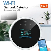 tuya smart wifi combustible gas leak detector natural gas propane detect with temperature sensor lcd display app remote alarm