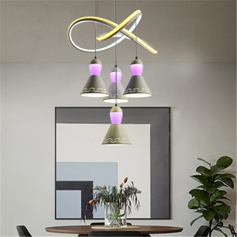 Goedkoop Moderne Eenvoudige Led Eetkamer Lamp Drie Creatieve Acryl Woonkamer Eetkamer Lamp Bar Koffie Shop Gepersonaliseerde Licht Led-lampen