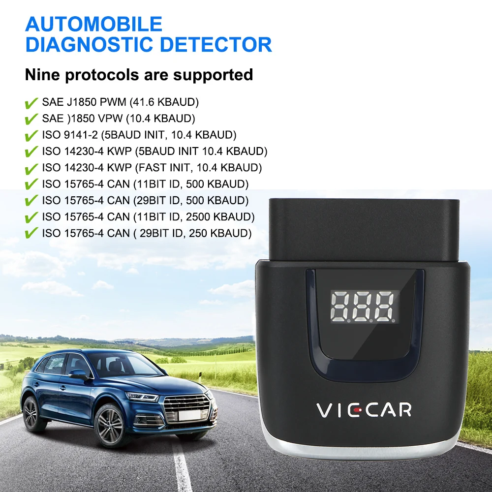 Bluetooth цифровой автомобильный сканер ELM327 OBD2 считыватель кодов двигатель