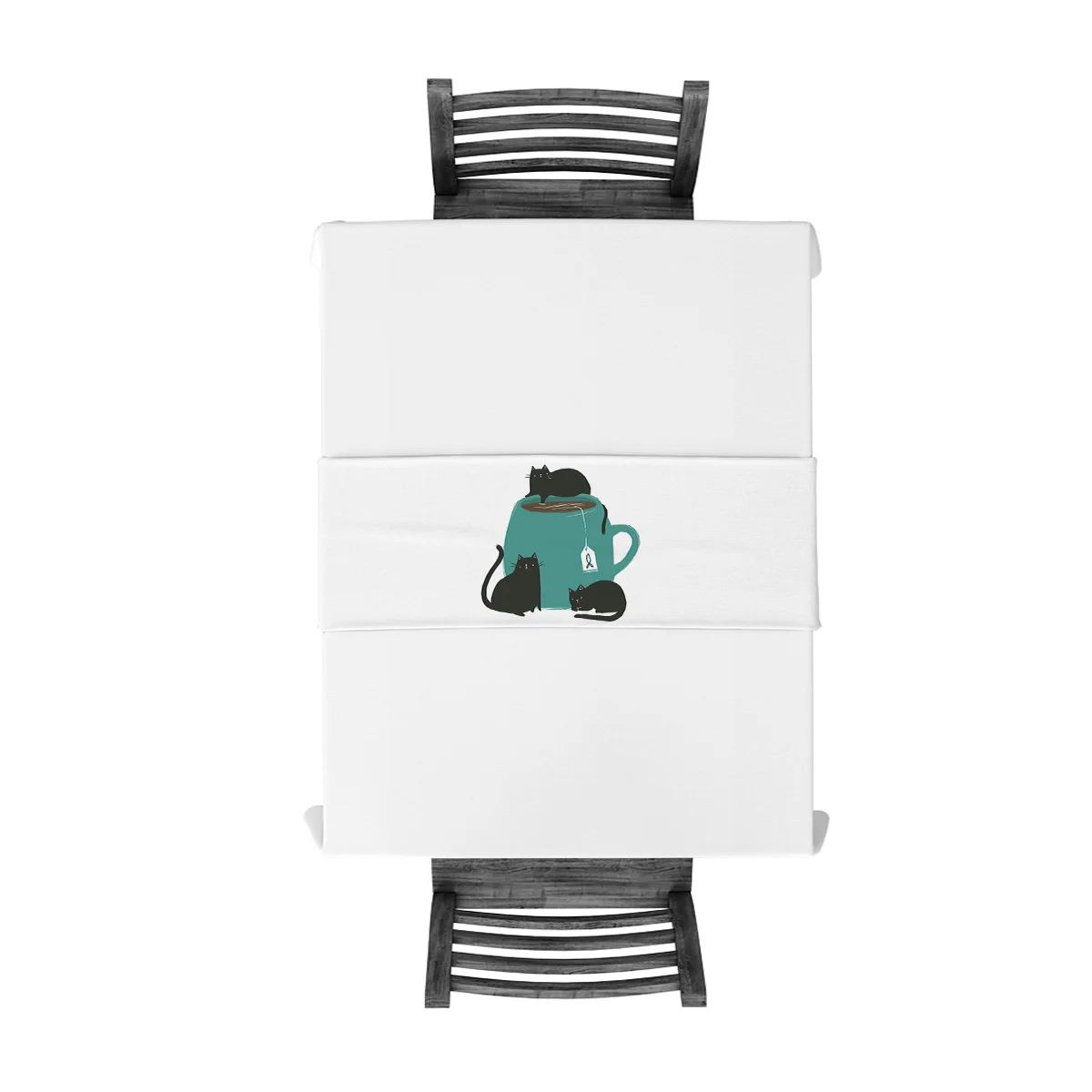 Три черных кошки на чашке настольная дорожка Настольный Флаг украшения для