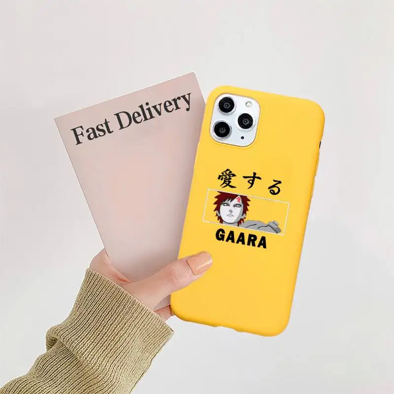 

Art Naruto Japan Anime Phone Case Candy Color Yellow for iPhone 11 12 pro XS MAX 8 7 6 6S Plus X 5S SE 2020 XR