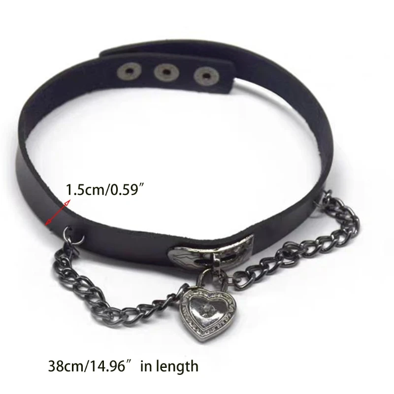 

Woman Black Punk Choker Collar Necklace Leather Peach Lock Pendientes Party Club Sexy Gothic Femme Jewelry