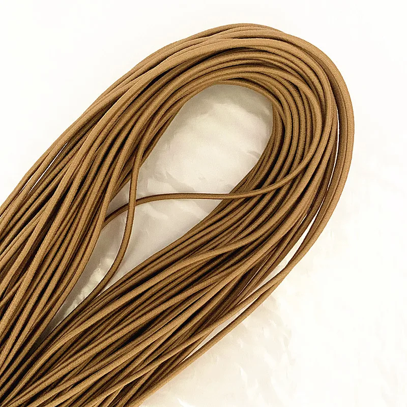 

2mm Khaki high elasticity round elastic bandage round elastic rope rubber band elastic line DIY sewing accessories 5-20 meters