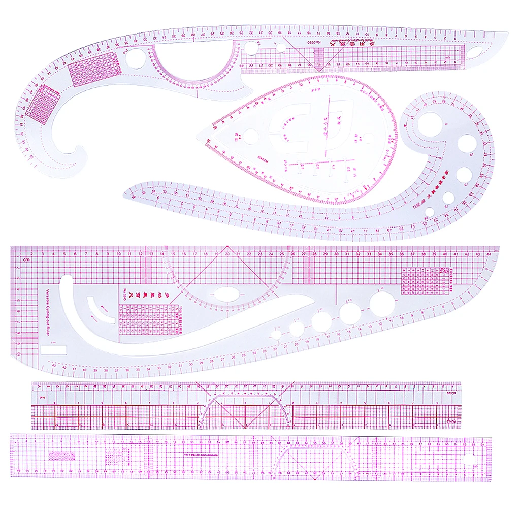 

6-part, Multi-colored Design with Straight And Curved Rulers for