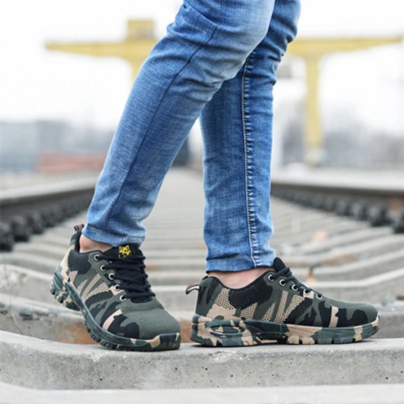 Мужские часы со стальной носок рабочая обувь на каждый день Дышащие уличные