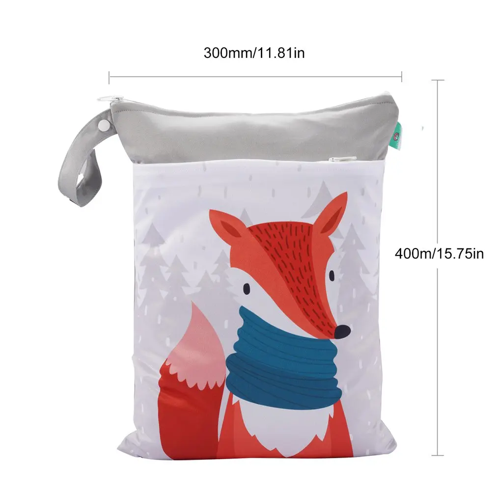 

Infant Diaper Bag Nappy Changing Stroller Hanging Organizer Bag Pattern Wet Cloth Cartoon Double Zipper