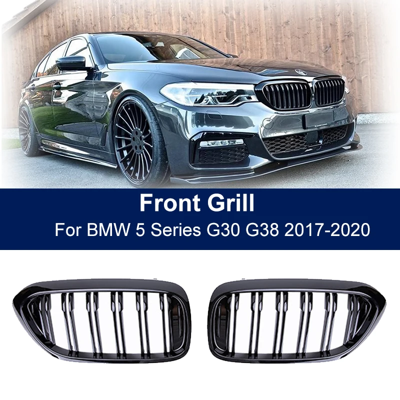 Front Racing Kidney Grille for Bmw 5 Series G30 G38 525I 530I 540I 550I 2017-2020 M-Performance Bumper 2 Slat Grill Replacemt