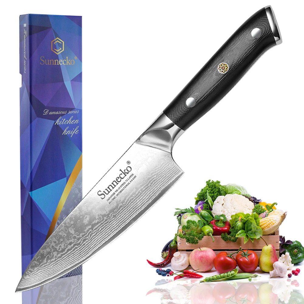 

Sunnecko 6.5" Chef Knife Japanese Gyotu VG10 Steel Core G10 Handle Kitchen Knives Slicing Splitting Mincing Tool Knives Gift Box