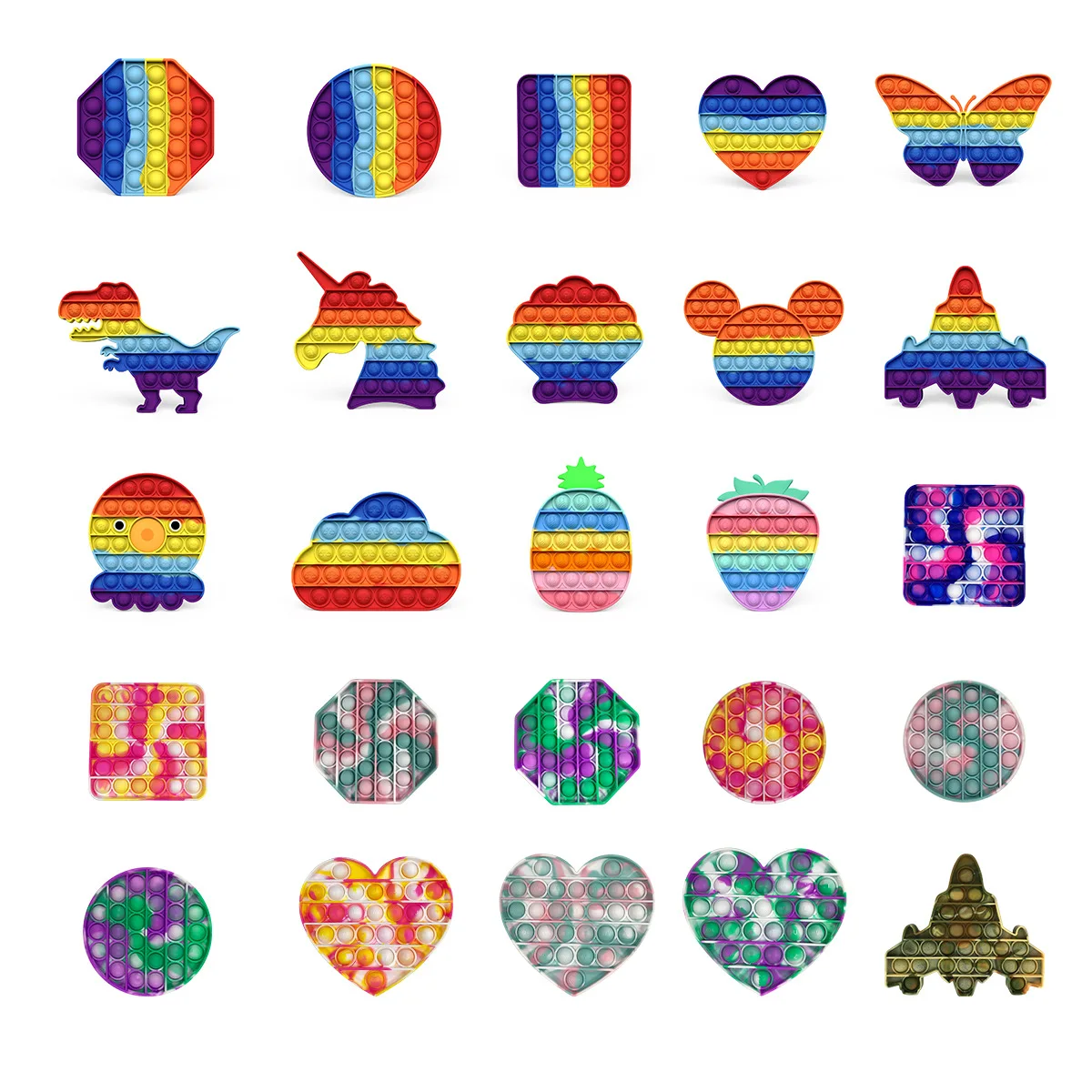 

2021 New Rainbow Colors All Kawaii Patterns Pop It Push Pop Fidget Toys For Childre Simple Dimple Squeeze Toys Free Shipping